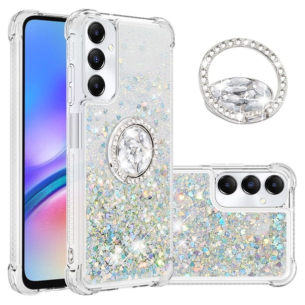 Funda para Samsung Galaxy A05S con Brillo Líquido Flotante, Purpurina, Parachoques y Anillo Giratorio Soporte