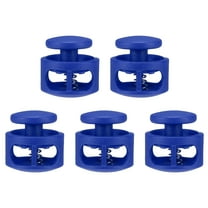 Uxcell 5pcs Plastic Cord Locks Double Hole Spring Toggle Stopper Clip Elastic Clasp Lock Fastener for Drawstring, Paracord, Blue