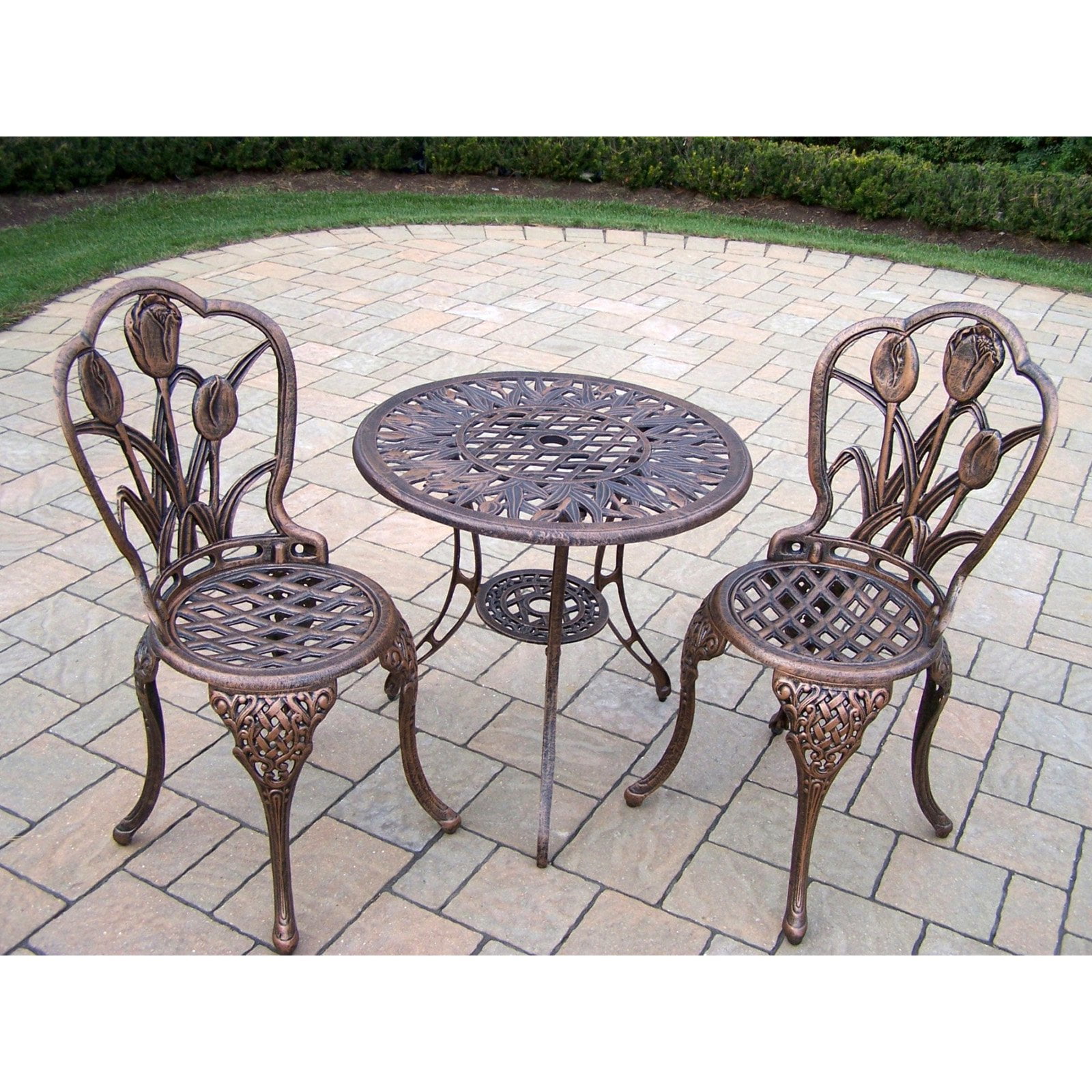 Oakland Living Tulip Cast Aluminum 3 Piece Bistro Set ... Oakland Living Tulip Cast Aluminum 3 Piece Bistro Set ... on Oakland Living Bistro Set id=13753