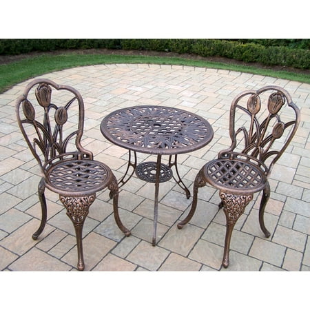 Oakland Living Tulip Cast Aluminum 3 Piece Bistro Set