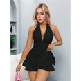 thumbnail image 6 of Women'S Summer Halter Backless Mini Dress Flowy Sleeveless V Neck Back A Line Casual Sun Dresses Black S, 6 of 9