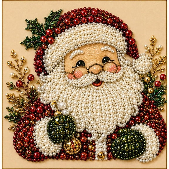 pearl art kits for adults, 3D Vintage Santa Diamond Art with Frame, Home Wall Decor Art Craft Kit for Adults & Beginners, Handmade Home Decoration Gift