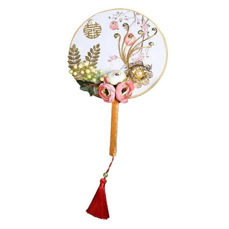 

1 Set DIY Handmade Round Fan Chinese Style Wedding Bride Round Hand Fans J