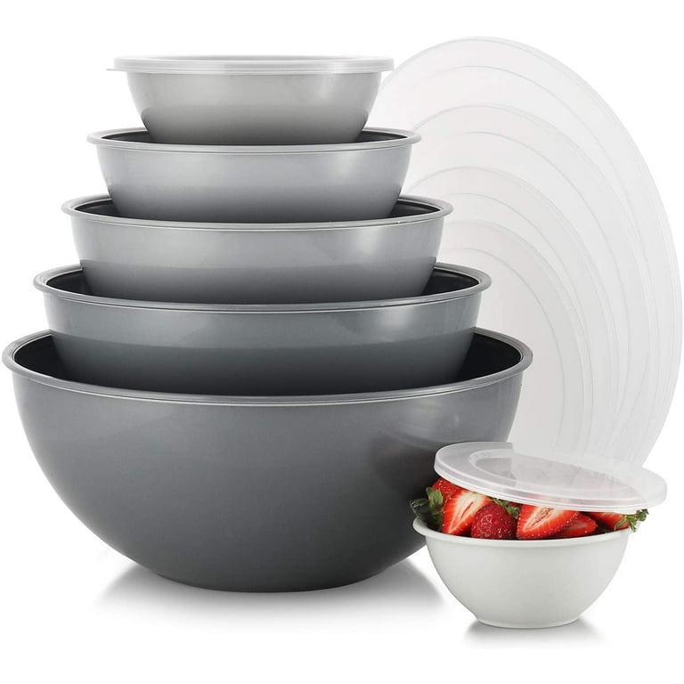 Set of 6 - Mixing Bowls with Lids Set- Plastic Mixing Bowl Set for Prep –  Stackable Mixing Bowls for Kitchen – Bowls with Lids Microwave & Dishwasher