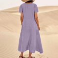 thumbnail image 3 of JUNWELL Caftan Ample Robe Longue pour Femmes Grande Taille Robe en Lin Été Décontractée Sans Manches Col Ras du Cou Poches Robe Maxi, 3 of 6