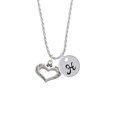 thumbnail image 2 of Delight Jewelry Silvertone Heart with 3 AB Crystals - Courage Strength Wisdom Silvertone Script Initial Disc - H - Charm Necklace, 20"+3", 2 of 4