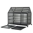 thumbnail image 3 of Noaman Peaked Roof Dog Crate with 360° Casters - 52" Extra-Large Metal Kennel）, 3 of 20