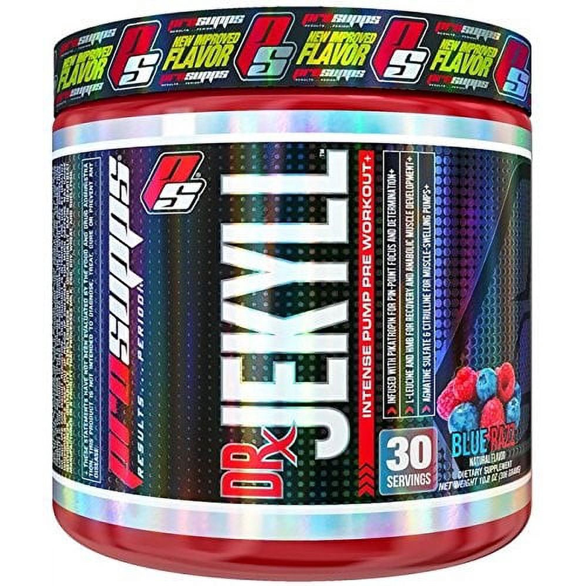 Pro Supps Dr. Jekyll Intense Pump Pre Workout Powder, Blue Razz, 30 Servings