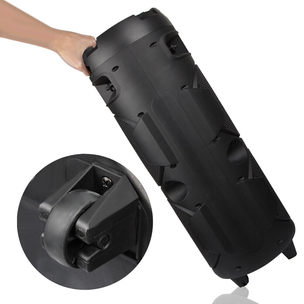 BEYGO Portable Party Speaker with Double Subwoofer Heavy Bass,Bluetooth 5.0 Wireless Outdoor Speaker with Mic, Stereo Sound, for Home, Party, Support FM Radio, Black