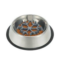 Unique Bargains Slow Feeder Dog Bowls Stainless Steel Dog Slow Feeder Bowl with Silicone Insert Dog Slow Feeder Bowl Food Bowl for Small Medium Large Dogs Gray