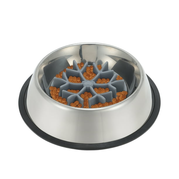 Tazones de alimentación lenta para perros Unique Bargains, tazón de acero inoxidable con inserto de silicona