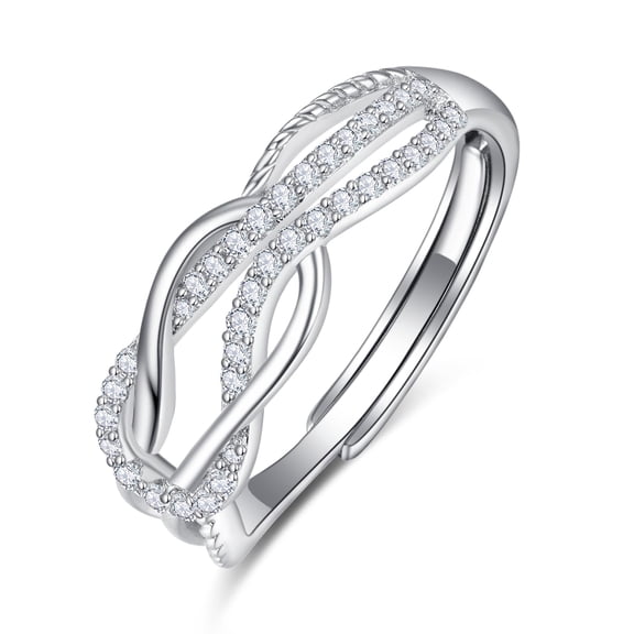 Infinity Sailor Knot Ring for Women Sterling Silver Adjustable Love Heart Twisted Rings Mother Daughter Ring Jewelry Gifts for Women
