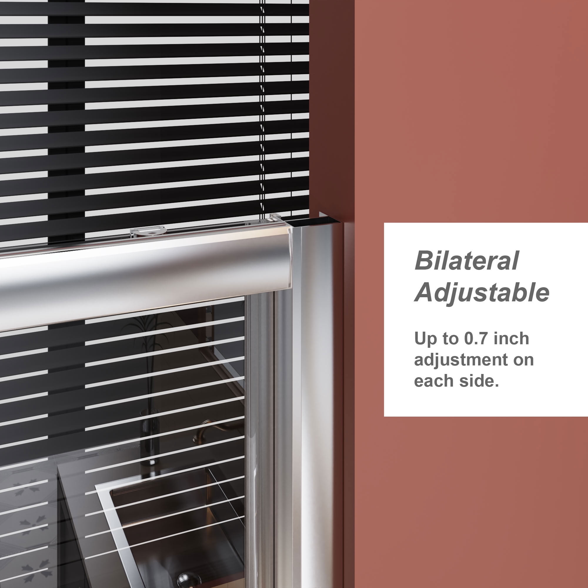 MAYEERTY Single Sliding Shower Door, 1/5" Tempered Glass with Stainless Steel Handle, Waterproof & Reversible Installation