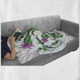 thumbnail image 6 of Thistle Soft Flannel Fleece Throw Blanket, Celtic Style Ornament of Thistle Branches and Flowers Motif on White Background, Cozy Plush for Indoor and Outdoor Use, 60" x 80", Multicolor, by Ambesonne, 6 of 6