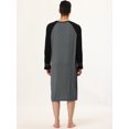 thumbnail image 4 of Camisones de hombre Contraste Color Henley Sleep Shirt Lounge Sleepwear Camisón Pijamas Gris Oscuro Negro L Unique Bargains Camisone, 4 of 5