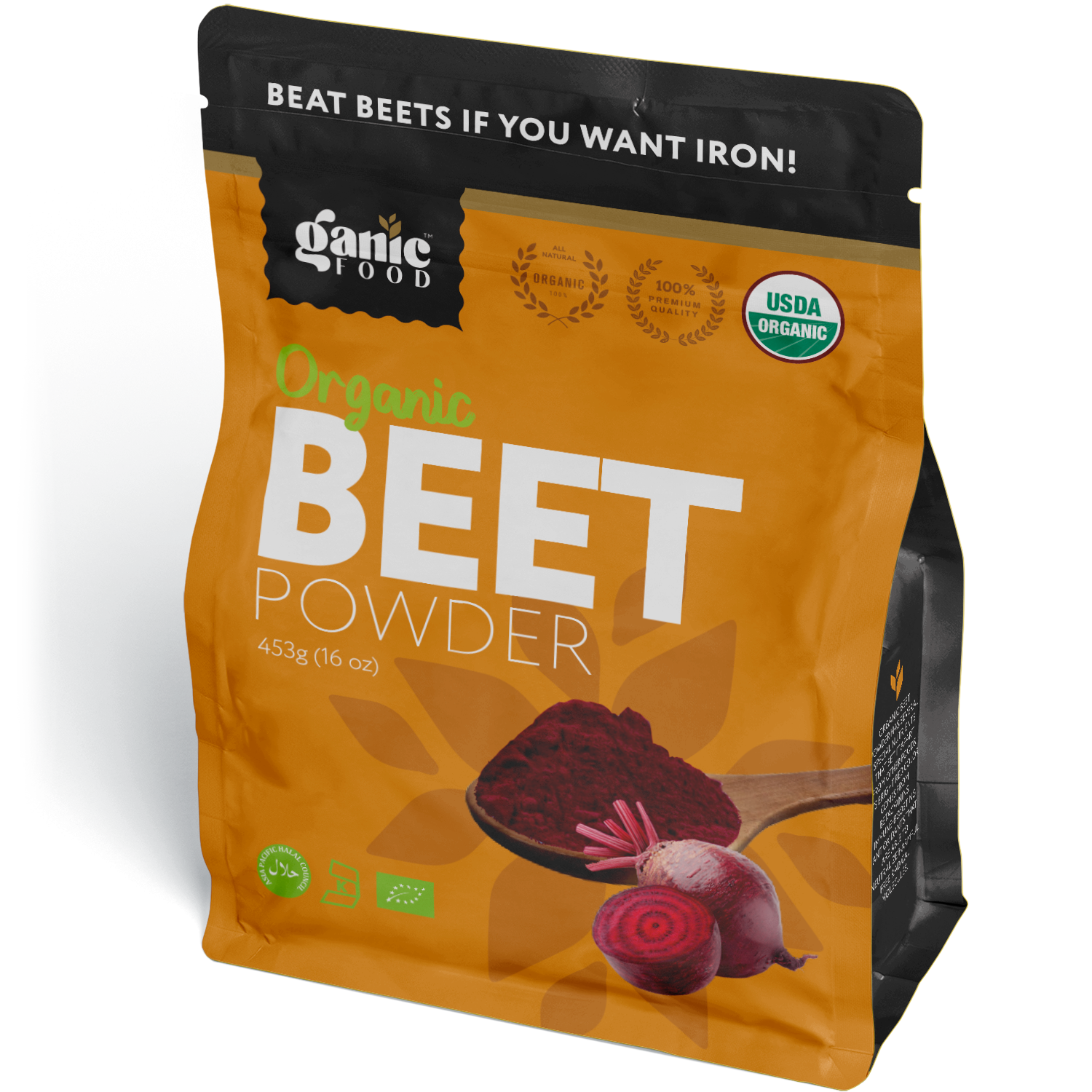 Organic Beet Root Powder by Ganic Food Natural Nitric Oxide Booster
