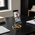 thumbnail image 2 of Metal Phone Stand, Desktop Cell Phone Holder, Stable Foldable Mobile Phone Cradle, Portable Tabletop Stand for Kitchen, Office, Video Calls, Streaming, Hands-Free Viewing, 2 of 4