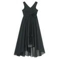 thumbnail image 4 of YONGHS Kids Flower Girls Pleated Chiffon Junior Bridesmaid Dress Wedding Party Gown Black 12, 4 of 5