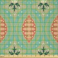 thumbnail image 2 of Ambesonne Ethnic Fabric by the Yard Microfiber, Floral Motifs and Dots Plot, 10 Yards, Dark Salmon and Pale Teal, 2 of 2