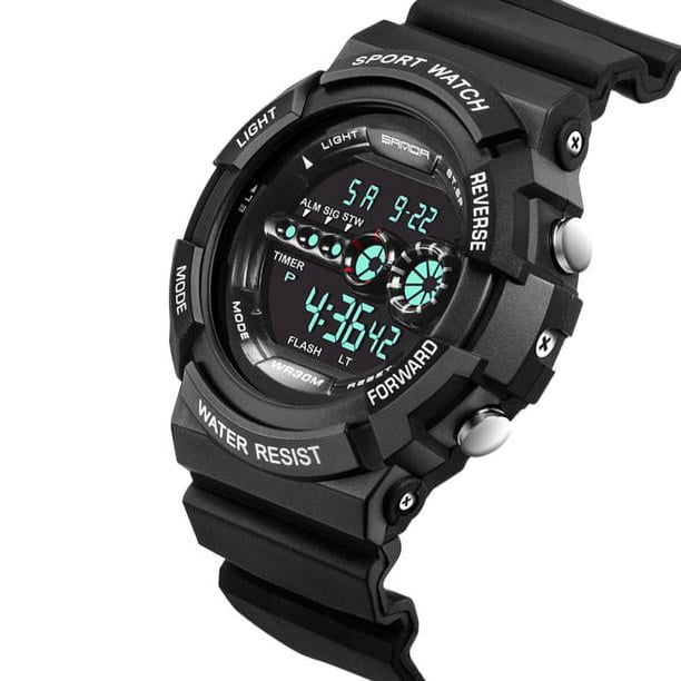 Reloj deportivo para hombre, relojes para hombre, acero inoxidable, LED, digital, fecha, alarma, reloj deportivo de cuarzo.