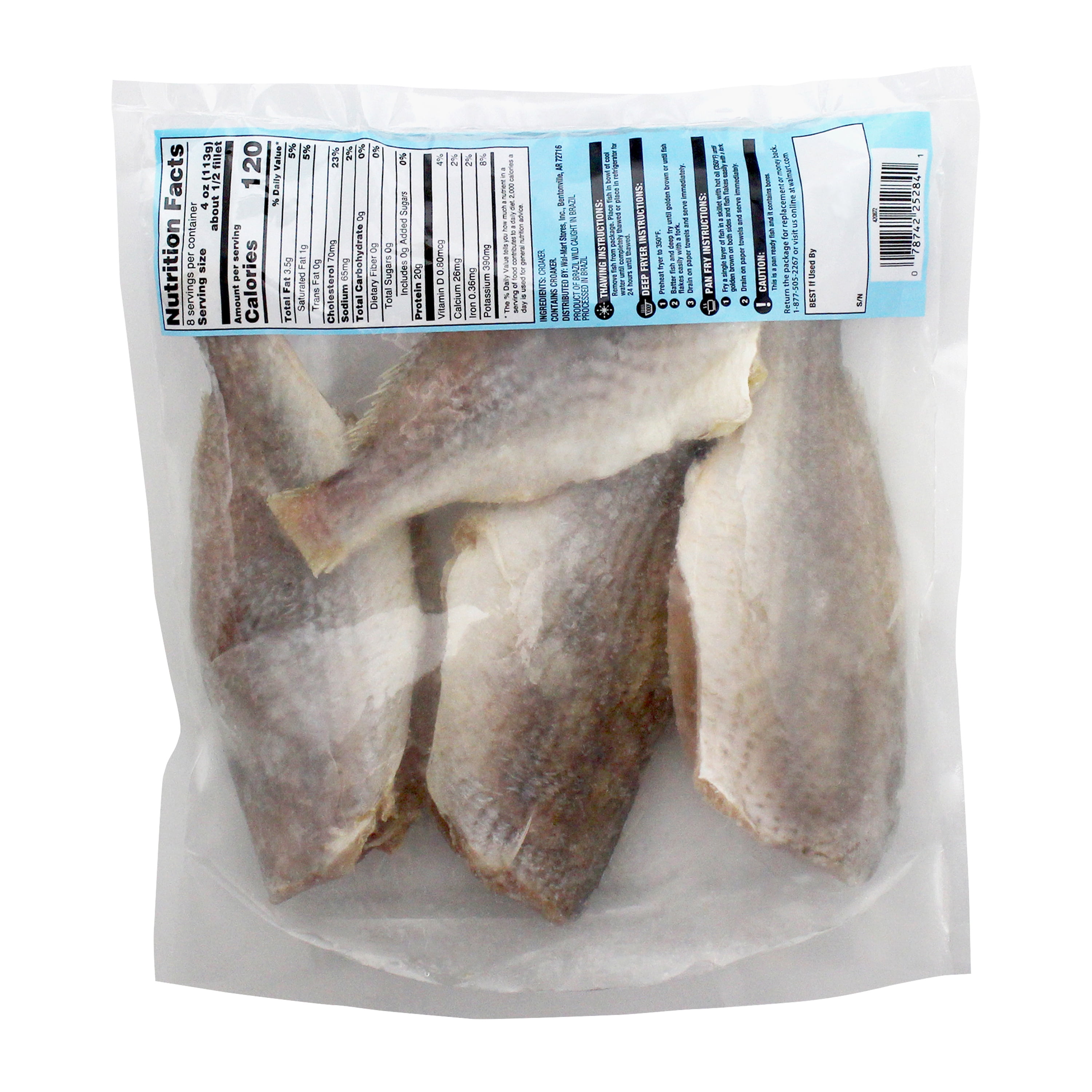 Great Value Wild Caught Headed Gutted and Tailed Croaker, 2 lb (Frozen Fish)