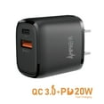 thumbnail image 6 of 20W Dual USB Port (Quick Charge 3.0 & USB-C Power Delivery) Fast Charging Home Travel Wall Charger for BLU G50, G50 Plus - Black, 6 of 6