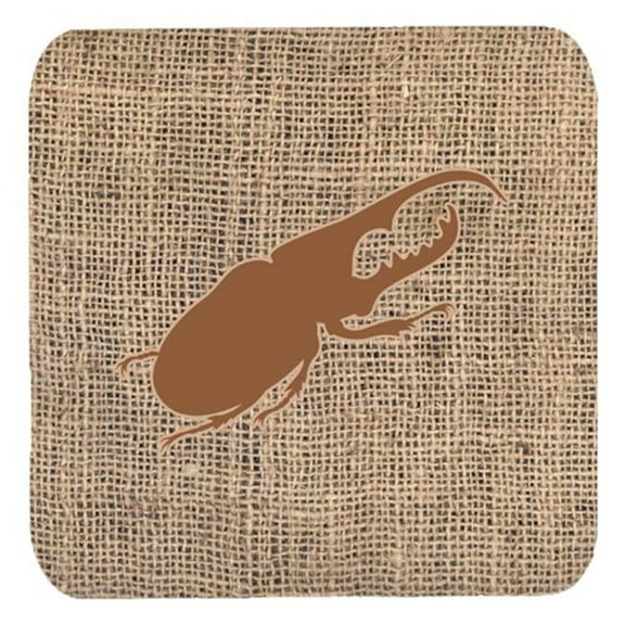 Beetle Burlap and Brown Foam Coasters, Set - 4