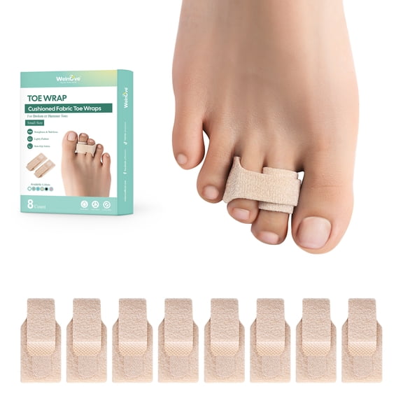 Welnove Hammer Toe Straightener , 8 Pack Broken Toe Wraps , Hammer Toe Corrector for Women,Size S, Beige