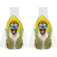 thumbnail image 2 of Hanging Towels 1 Pcs, Dish Towels Dog with Sunglasses Holding Pineapple Absorbent Hand Towels with Hanging Loop Washcloth for Bathroom Kitchen, 2 of 6