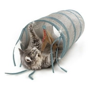 Petlinks Twinkle Tunnel Light Up Activity Tunnel with Feather Toy for Cats & Kittens - Gray/Blue, One Size