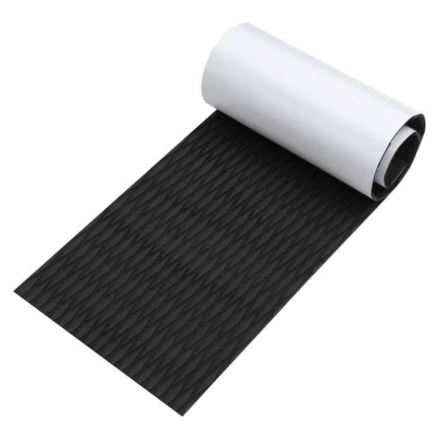 Unique Bargains 1 alfombrilla de hoja de teca sintética EVA de 47,24 x 11,81 pulgadas para barco, yate, cubierta marina, RV, maletero de coche, color negro