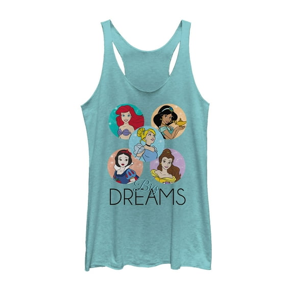 Women's Disney Princesses Big Dreams Character Circles  Racerback Tank Top Tahiti Blue X Large