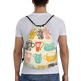 thumbnail image 2 of Kdxio Vintage Cup Print Drawstring Backpack Bag,Waterproof Draw String Back Sack, Gym Drawstring Bags Swim Bag For Unisex, 2 of 9