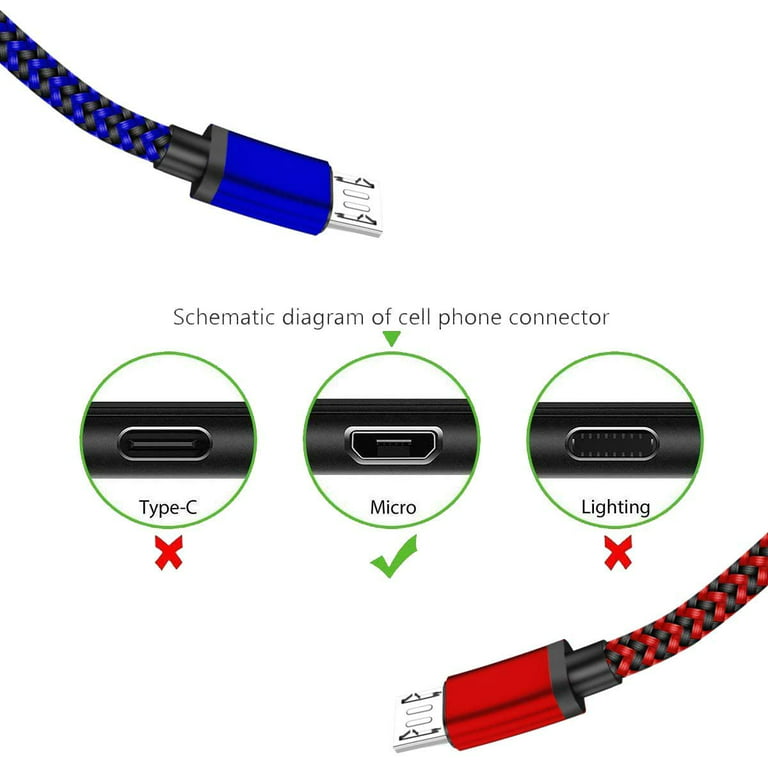 NINGKPOW Micro USB Kabel, [2Stück 2M] Nylon Ladekabel High Speed Android Handy  Ladekabel für Samsung Galaxy