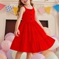 thumbnail image 3 of Lutiedan Girls Summer Dresses Spaghetti Strap Button Down Swing Flowy Tiered Midi Dress Sleeveless Summer Casual A-line Sundress with Pockets 2-12 Years, 3 of 5