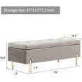thumbnail image 4 of Rongbuk Velvet Storage Bench Ottoman with Soft Close Lid, Gray, 34.6 lb, 4 of 7