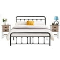 thumbnail image 3 of VECELO 3-Piece Bedroom Set with Queen Metal Bed Frame and 2 Oak Nightstands (Set of 3), 3 of 7