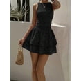 thumbnail image 4 of Red Gingham Sleeveless Ruched Mini Dress, Sweet French Style Summer Vacation Dress, 4 of 10