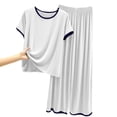 thumbnail image 5 of Nugftut Womens Pajama Set Short Sleeve Long Pants 2 Piece Summer Fall Lounge Soft Comfy Pjs Set Sleepwear, 5 of 5