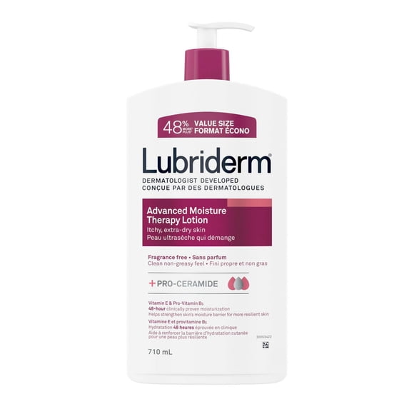 Lubriderm Advanced Moisture Therapy Lotion, Vitamin E, Pro-Vitamin B5, Pro Ceramide, Dry Skin, Fragrance Free