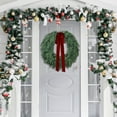 thumbnail image 4 of Artificial Christmas Wreath for Front Door with Velvet Bow, Real Touch Cedar and Pinecone Greenery, Farmhouse Holiday Decor for Indoor Outdoor Use on Windows, Wall, Winter Festival Home Decoration, 4 of 8