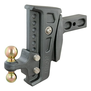 CURT 45955 Rebellion XD Adjustable Cushion Hitch with Dual Ball, 2-1/2-Inch Receiver, 2, 2-5/16-In Balls, 20,000 lbs, 8-In Drop
