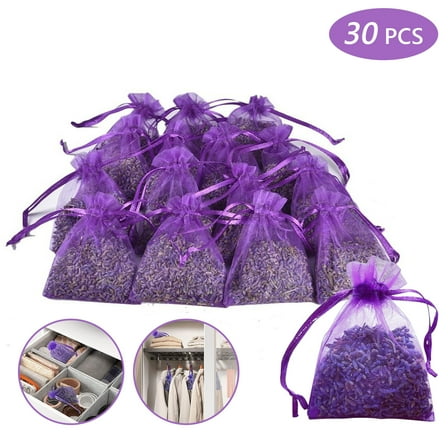 Semfri 30 Pack Lavender Scented Sachet Home Fragrance Sachets Dried Lavender Flowers Potpourri Bags for Wardrobes Drawers Closets