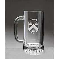 Casey Irish Coat of Arms Glass Beer Mug (Sand Etched)