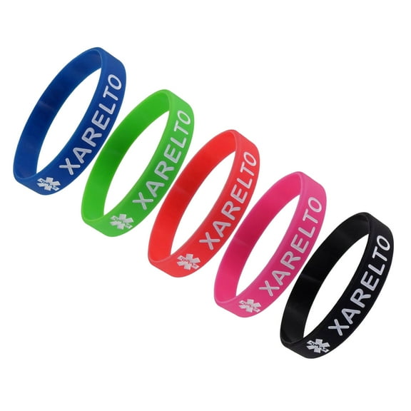 5 Pack - "XARELTO" Silicone Bracelet Wristbands