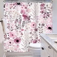 thumbnail image 4 of Mauve Floral Shower Curtain for Bathroom Decor 72Wx72H Purple Wildflower Watercolor Boho Flower Leaves Botanical Modern Elegant Art Printed Fabric Polyester Waterproof 12 Pack Plastic Hooks, 4 of 6