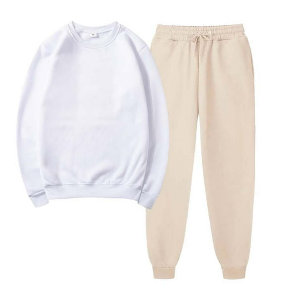 Lilgiuy Sweatsuit Outfits for Women 2 Piece Set Casual Solid Color Sweatsuits Baggy Long Sleeve Loose Matching Elastic Tracksuit Pants Sets Gift for Your Girlfriend Wife Mom