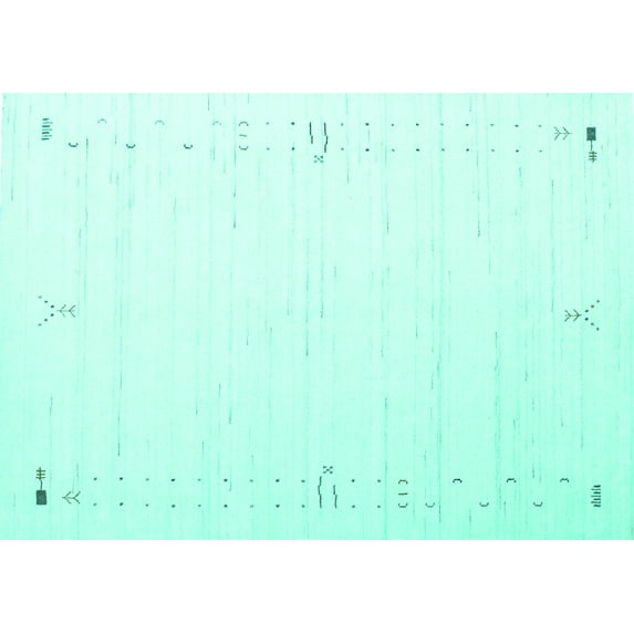 Ahgly Company Machine Washable Indoor Rectangle Solid Turquoise Blue Modern Area Rugs, 2' x 4'