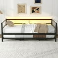 thumbnail image 3 of Euroco Metal Daybed with Trundle with LED Light, Twin, Solid Platform Bed with Pop up Trundle Bed for Bedroom, 3 of 9