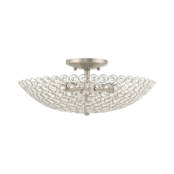 Livex Lighting Cassandra 3-Light Brushed Nickel Ceiling Mount - 16"Dia. x 6.25"H